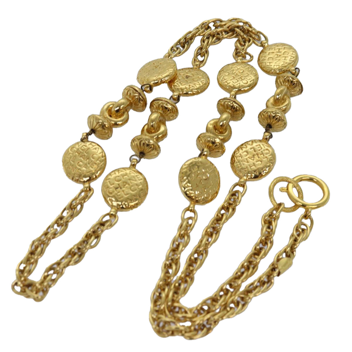 Top Quality Chanel Necklace Metal Gold CC Auth bs14626