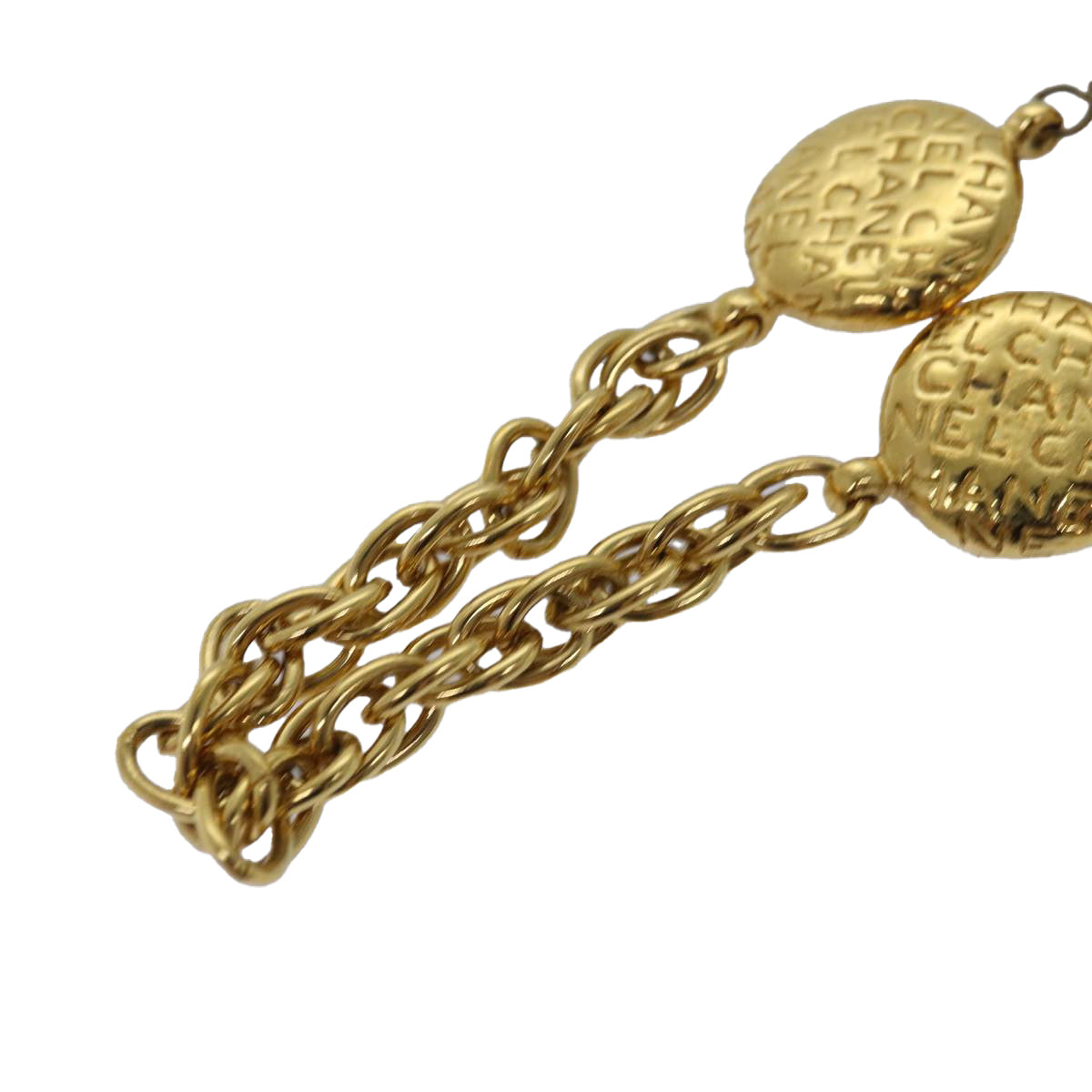 Top Quality Chanel Necklace Metal Gold CC Auth bs14626