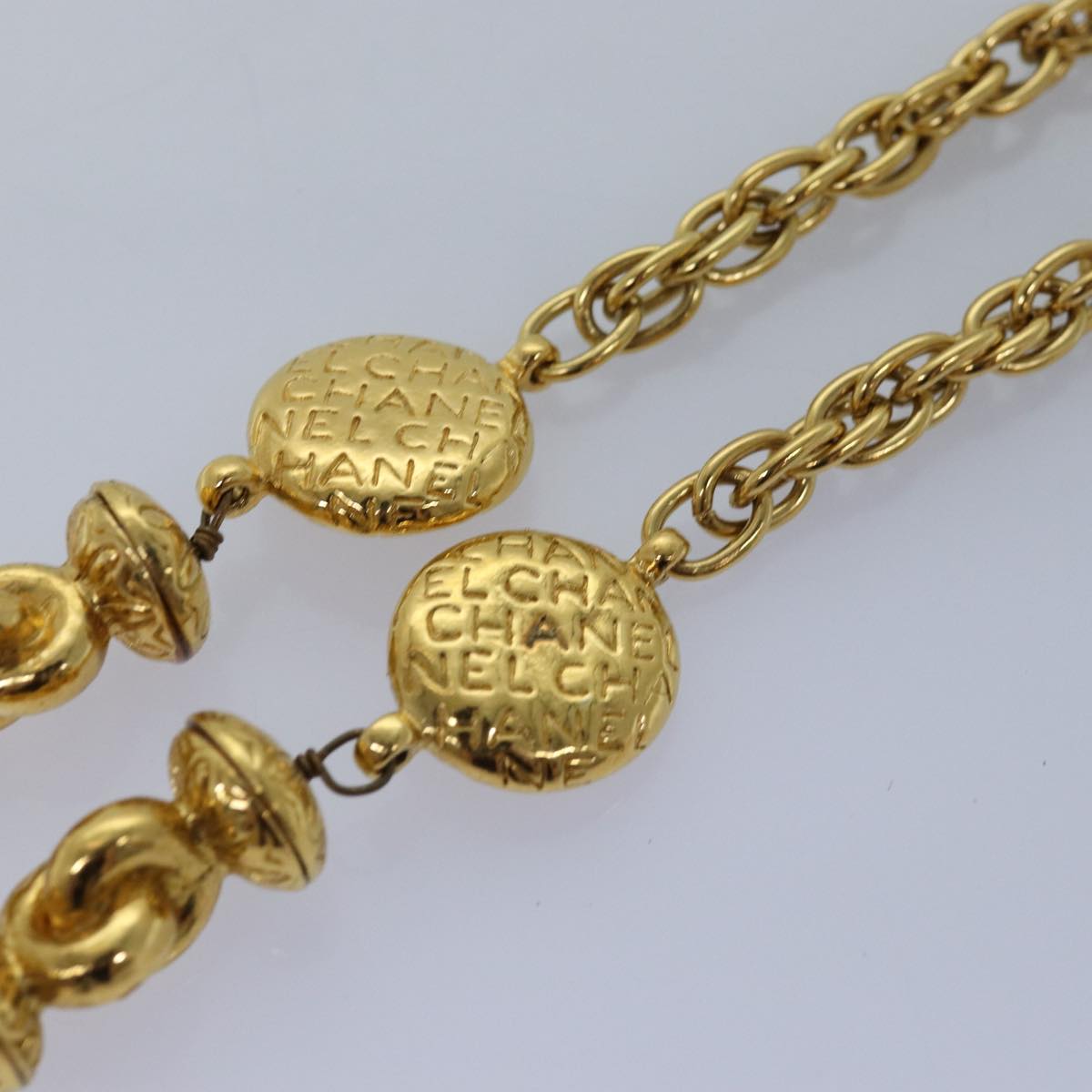 Top Quality Chanel Necklace Metal Gold CC Auth bs14626