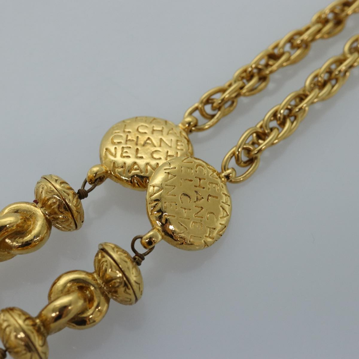 Top Quality Chanel Necklace Metal Gold CC Auth bs14626