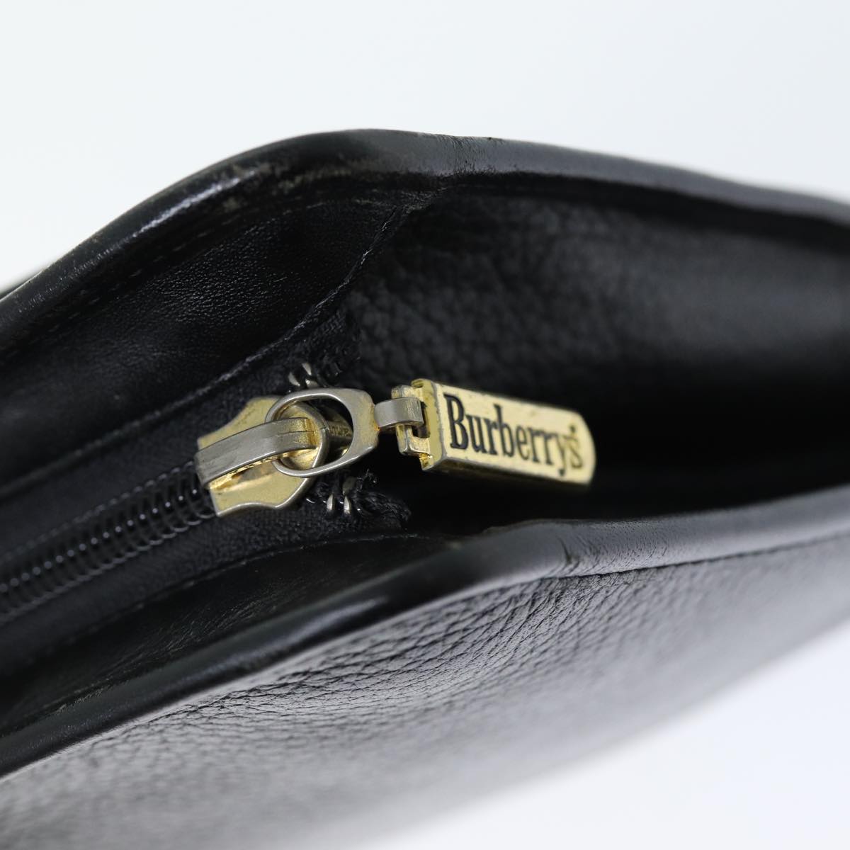 BURBERRYSs Clutch Bag Leather Black Auth bs14646