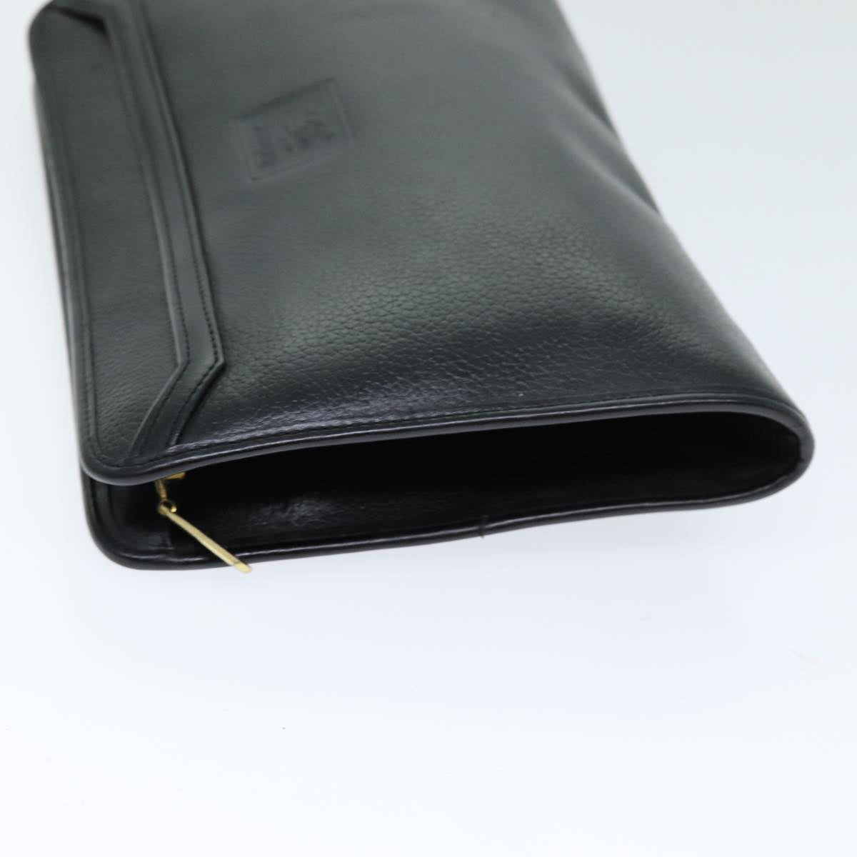 BurberrySs Clutch Bag Leather Black Auth bs14647