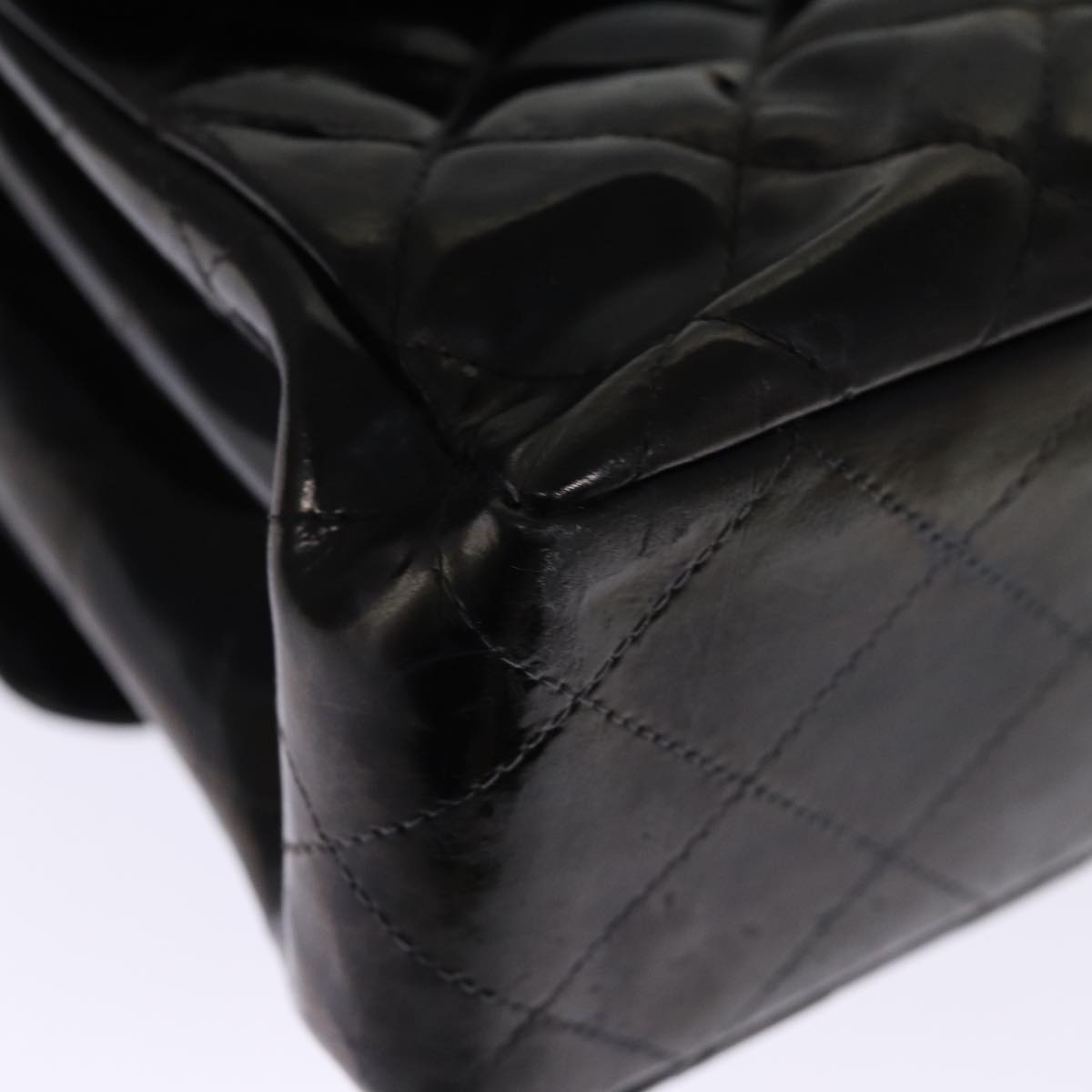 Top Quality Chanel Matelasse Double Face Chain Shoulder Bag Enamel Black CC Auth bs14656A