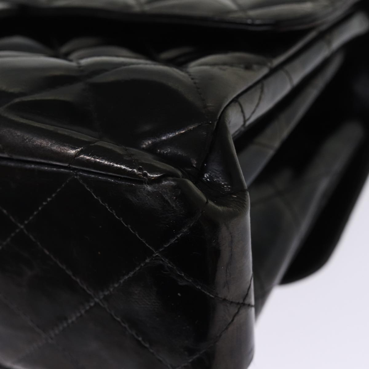 Top Quality Chanel Matelasse Double Face Chain Shoulder Bag Enamel Black CC Auth bs14656A