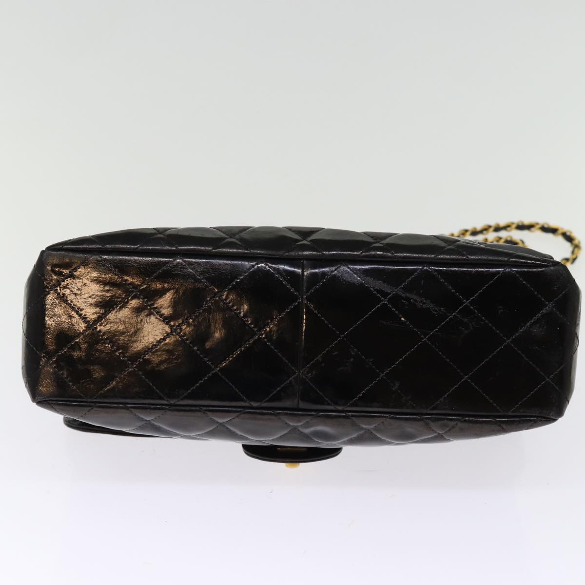 Top Quality Chanel Matelasse Double Face Chain Shoulder Bag Enamel Black CC Auth bs14656A