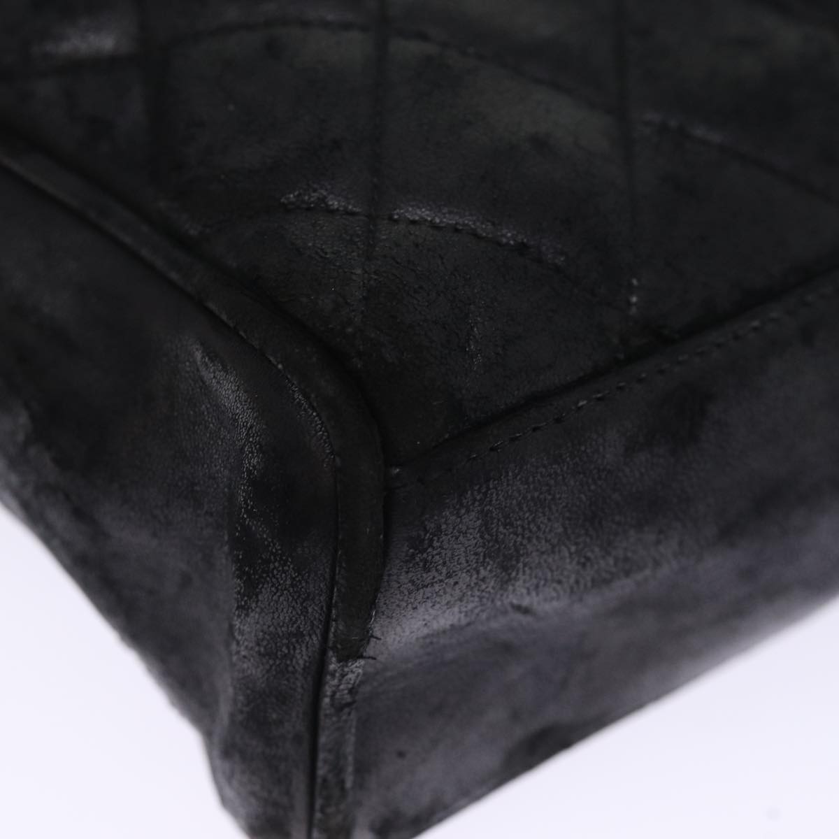 Top Quality Chanel Matelasse Hand Bag Lamb Skin Black CC Auth bs14707