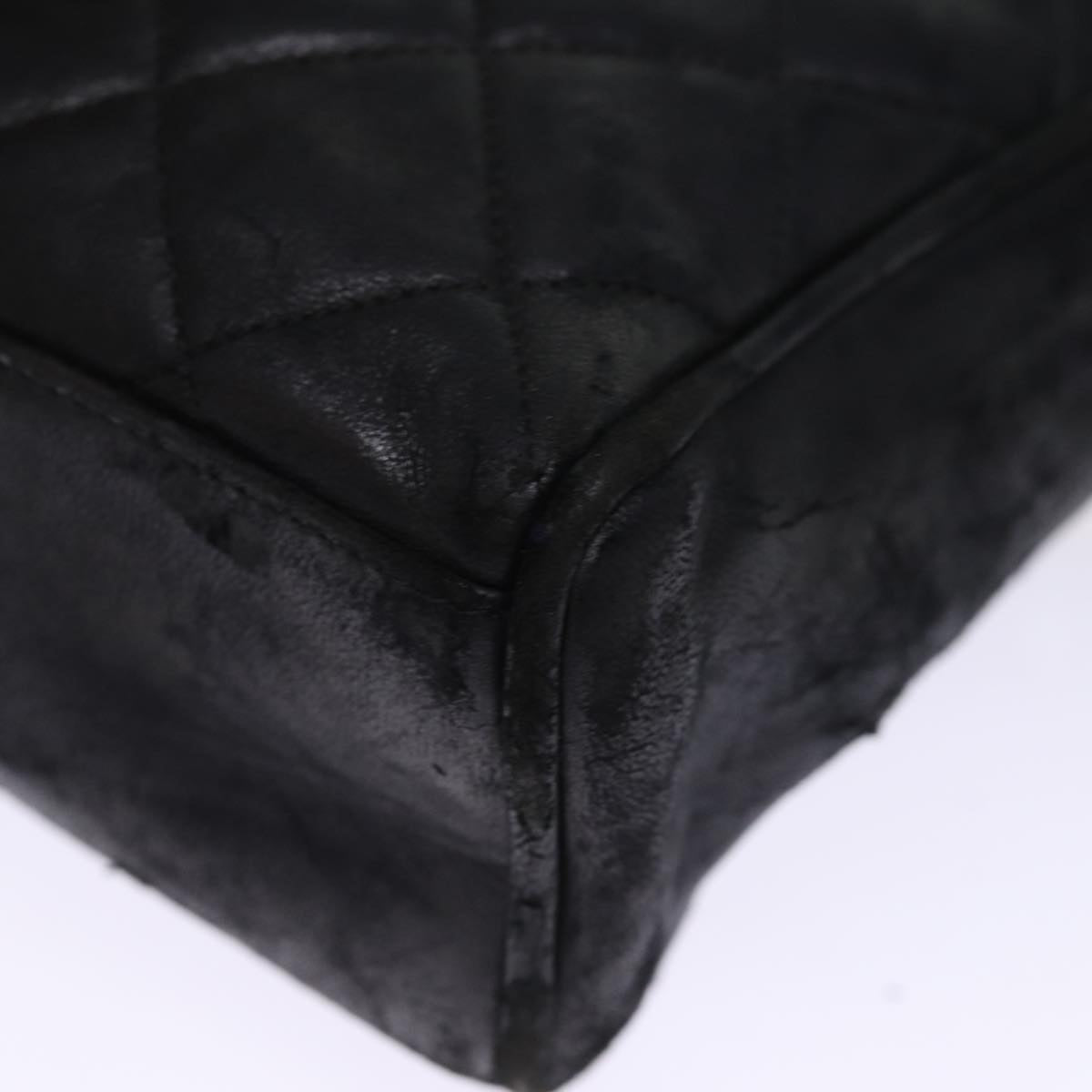Top Quality Chanel Matelasse Hand Bag Lamb Skin Black CC Auth bs14707