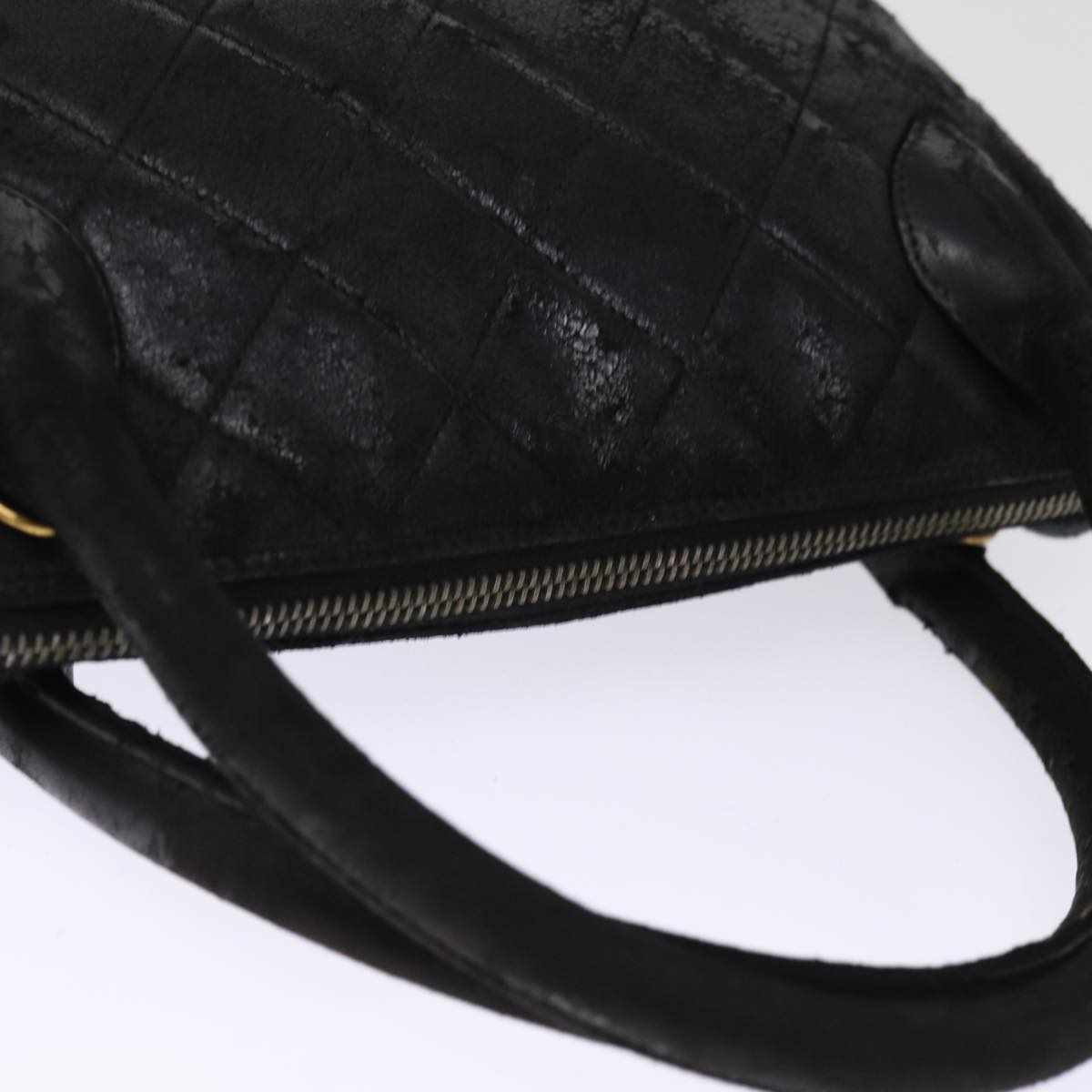 Top Quality Chanel Matelasse Hand Bag Lamb Skin Black CC Auth bs14707