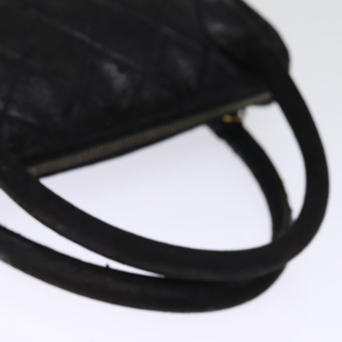 Top Quality Chanel Matelasse Hand Bag Lamb Skin Black CC Auth bs14707