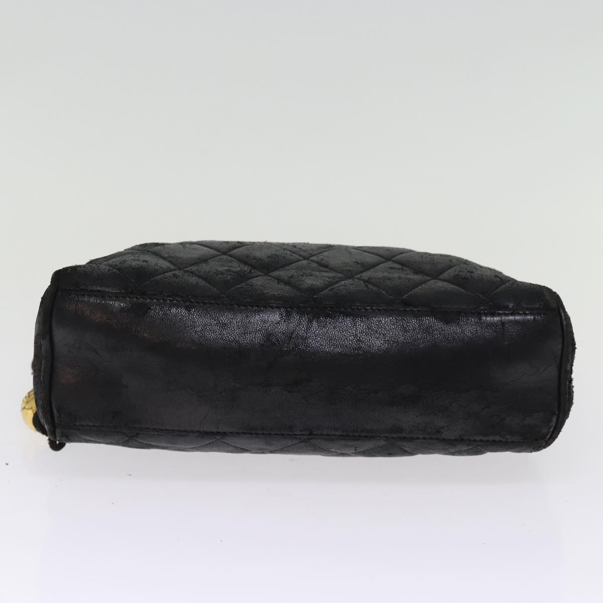 Top Quality Chanel Matelasse Hand Bag Lamb Skin Black CC Auth bs14707