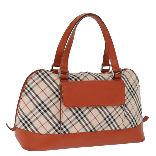 BURBERRY Nova Check Hand Bag Canvas Beige Auth bs14736