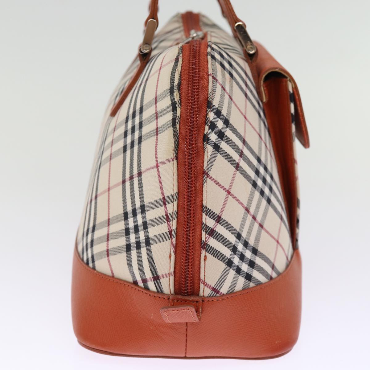 BURBERRY Nova Check Hand Bag Canvas Beige Auth bs14736