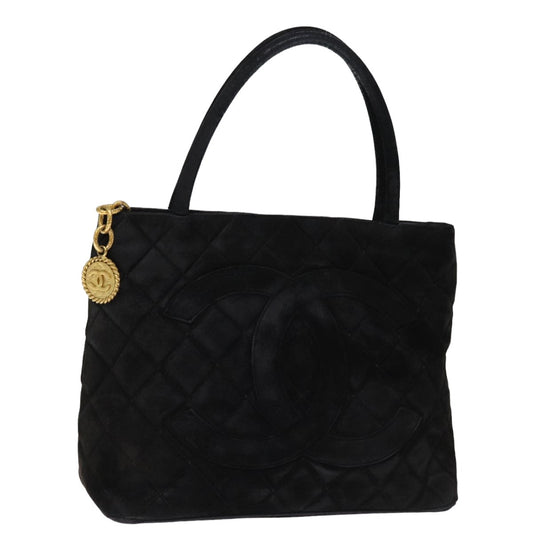 Top Quality Chanel Matelasse Tote Bag Suede Standard Black CC Auth bs14754