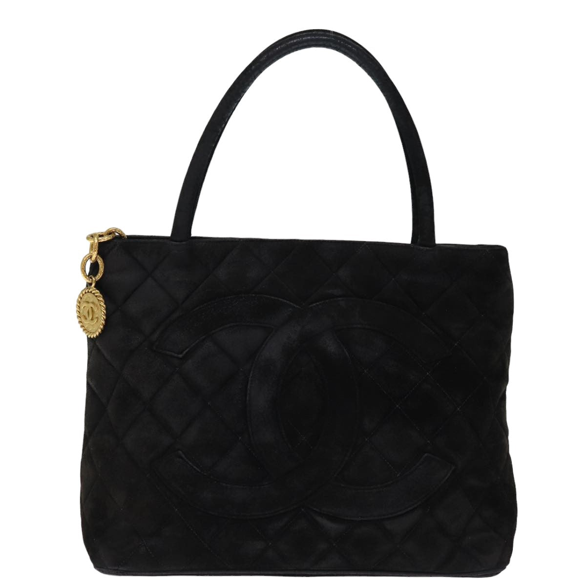 Top Quality Chanel Matelasse Tote Bag Suede Standard Black CC Auth bs14754