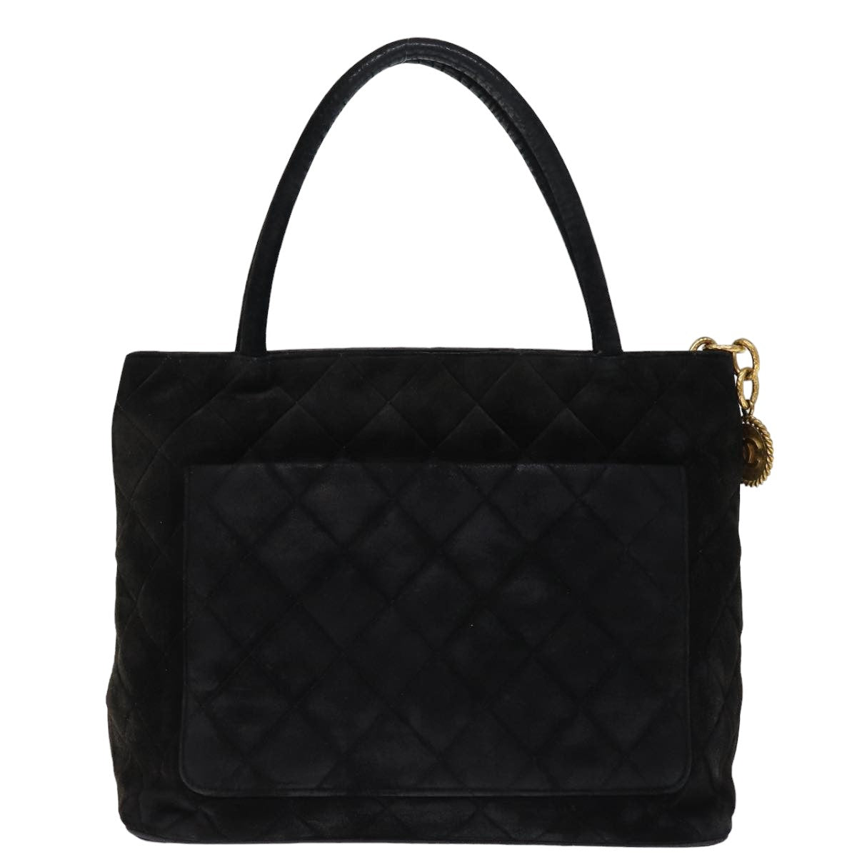 Top Quality Chanel Matelasse Tote Bag Suede Standard Black CC Auth bs14754