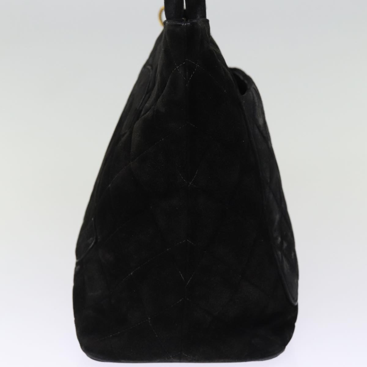 Top Quality Chanel Matelasse Tote Bag Suede Standard Black CC Auth bs14754