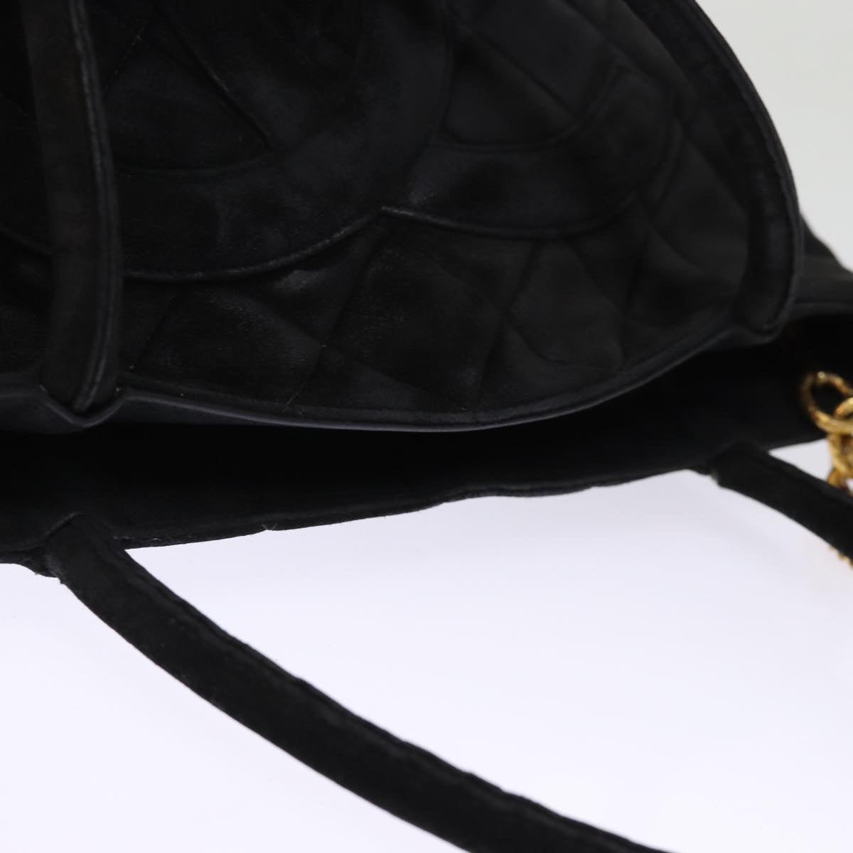 Top Quality Chanel Matelasse Tote Bag Suede Standard Black CC Auth bs14754