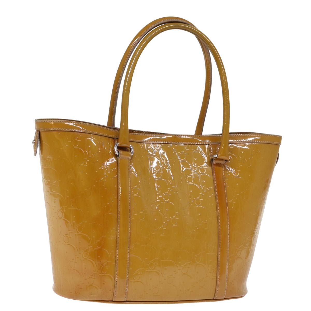 CHRISTIAN DIOR Trotter Canvas Tote Bag Enamel Yellow Auth bs14764