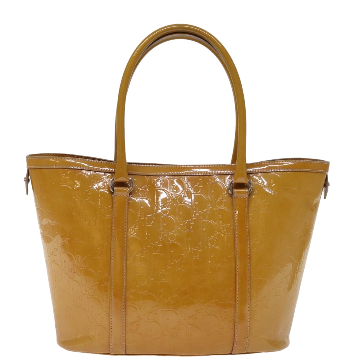 CHRISTIAN DIOR Trotter Canvas Tote Bag Enamel Yellow Auth bs14764