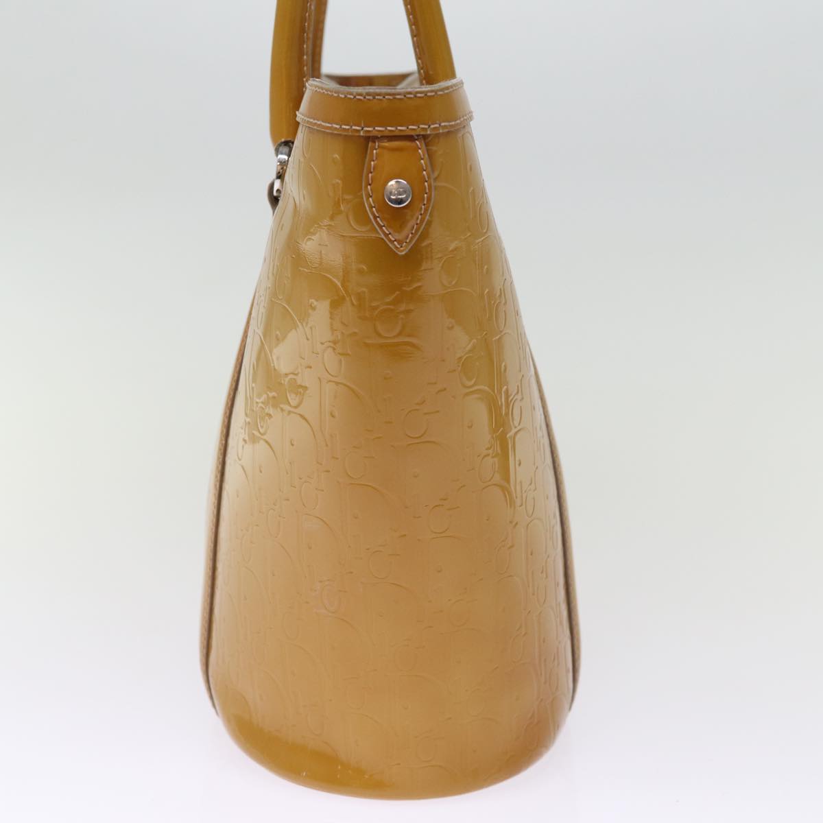 CHRISTIAN DIOR Trotter Canvas Tote Bag Enamel Yellow Auth bs14764