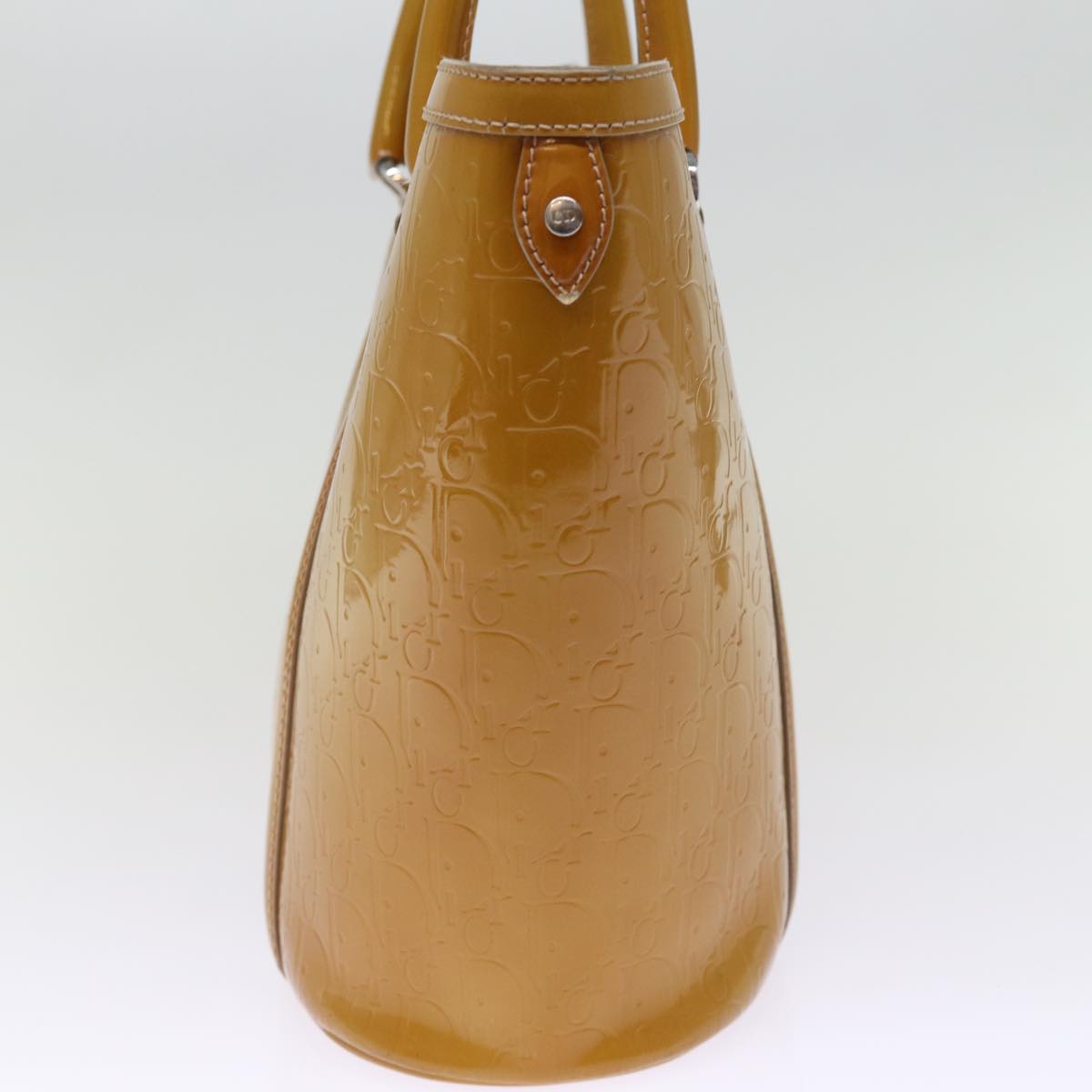 CHRISTIAN DIOR Trotter Canvas Tote Bag Enamel Yellow Auth bs14764