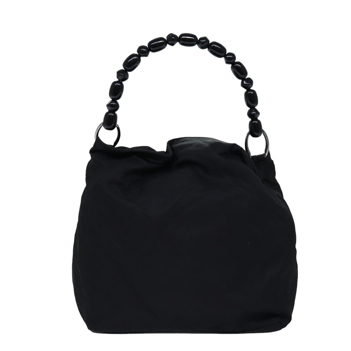 CHRISTIAN DIOR Maris Pearl Hand Bag Nylon Beige Auth bs14766