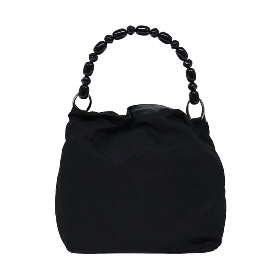 CHRISTIAN DIOR Maris Pearl Hand Bag Nylon Beige Auth bs14766