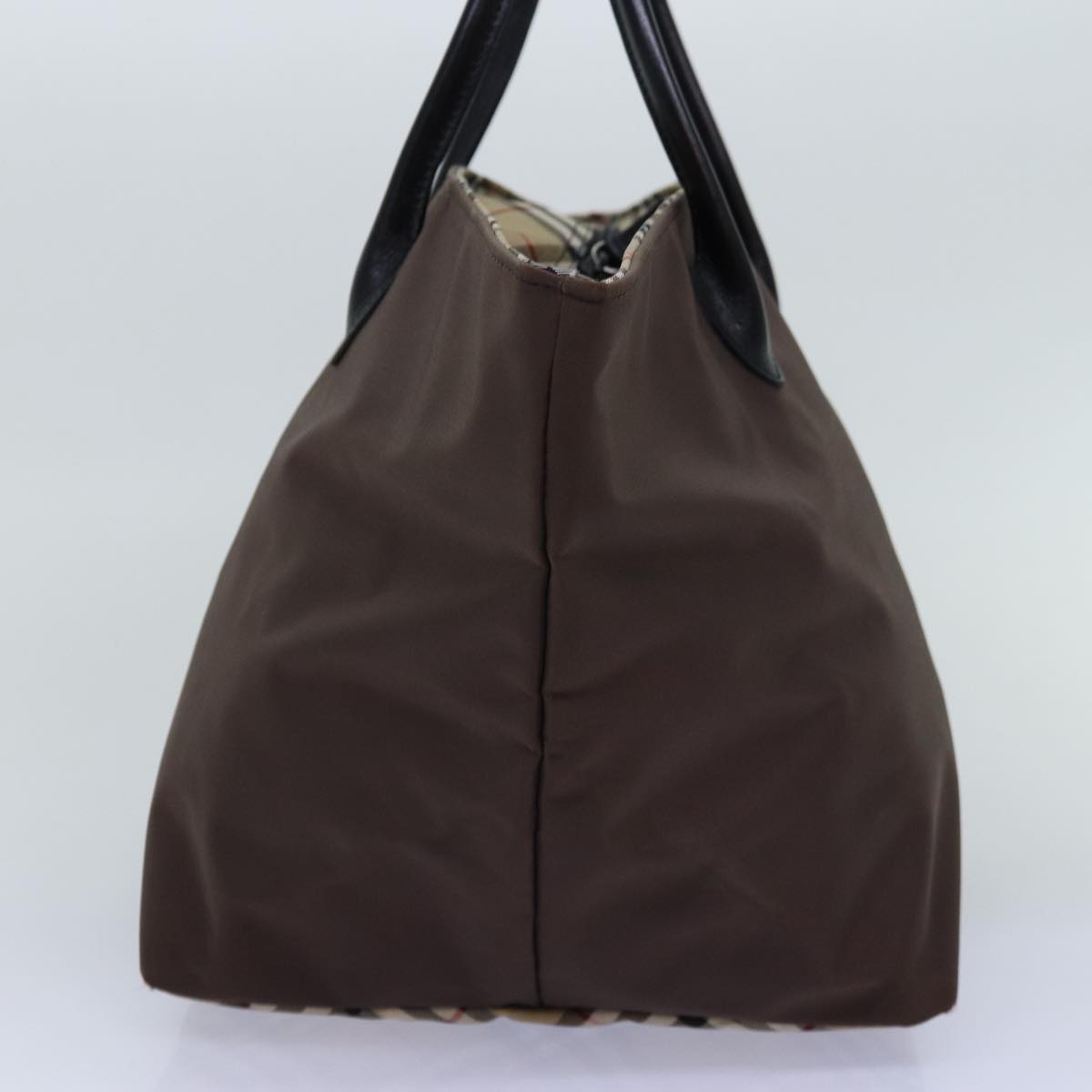 BURBERRYSs Nova Check Blue Label Tote Bag Nylon Beige Brown Auth bs14770