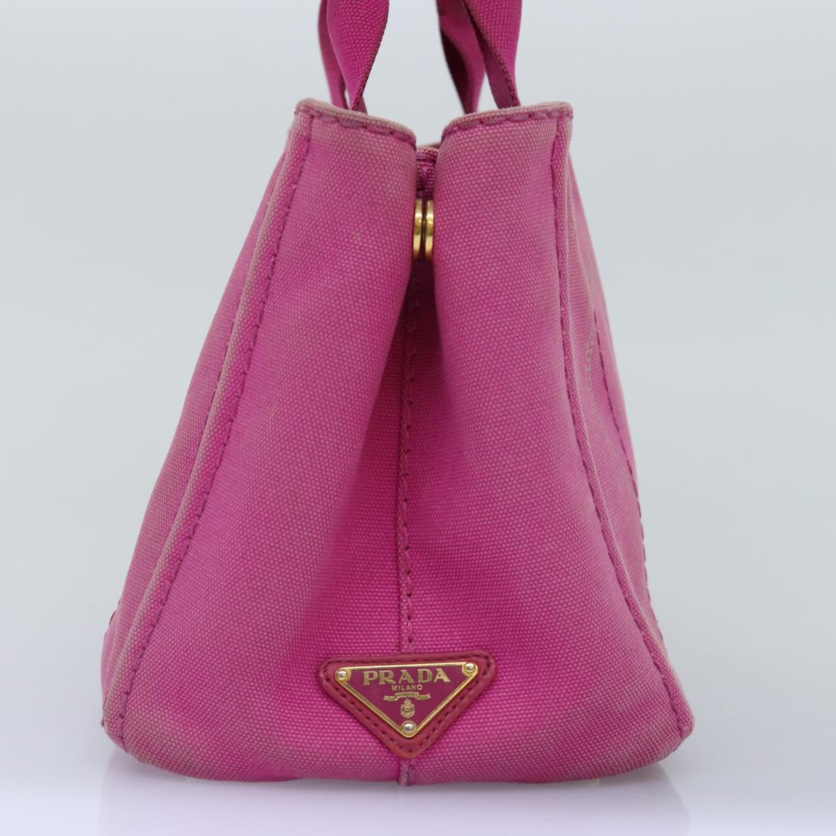 PRADA Canapa PM Hand Bag Canvas Pink Auth bs14850