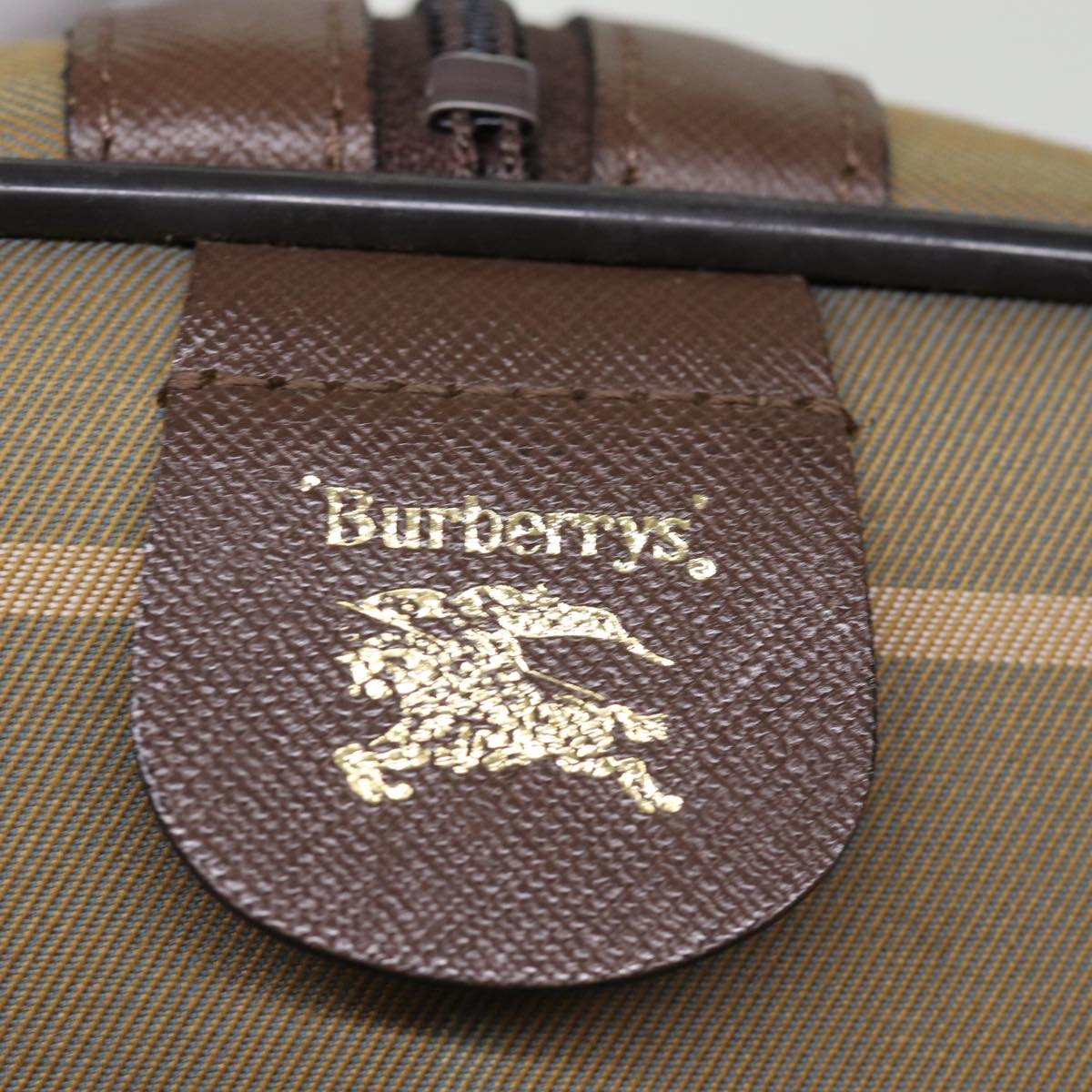 BURBERRYSs Nova Check Boston Bag Canvas Khaki Auth bs14854