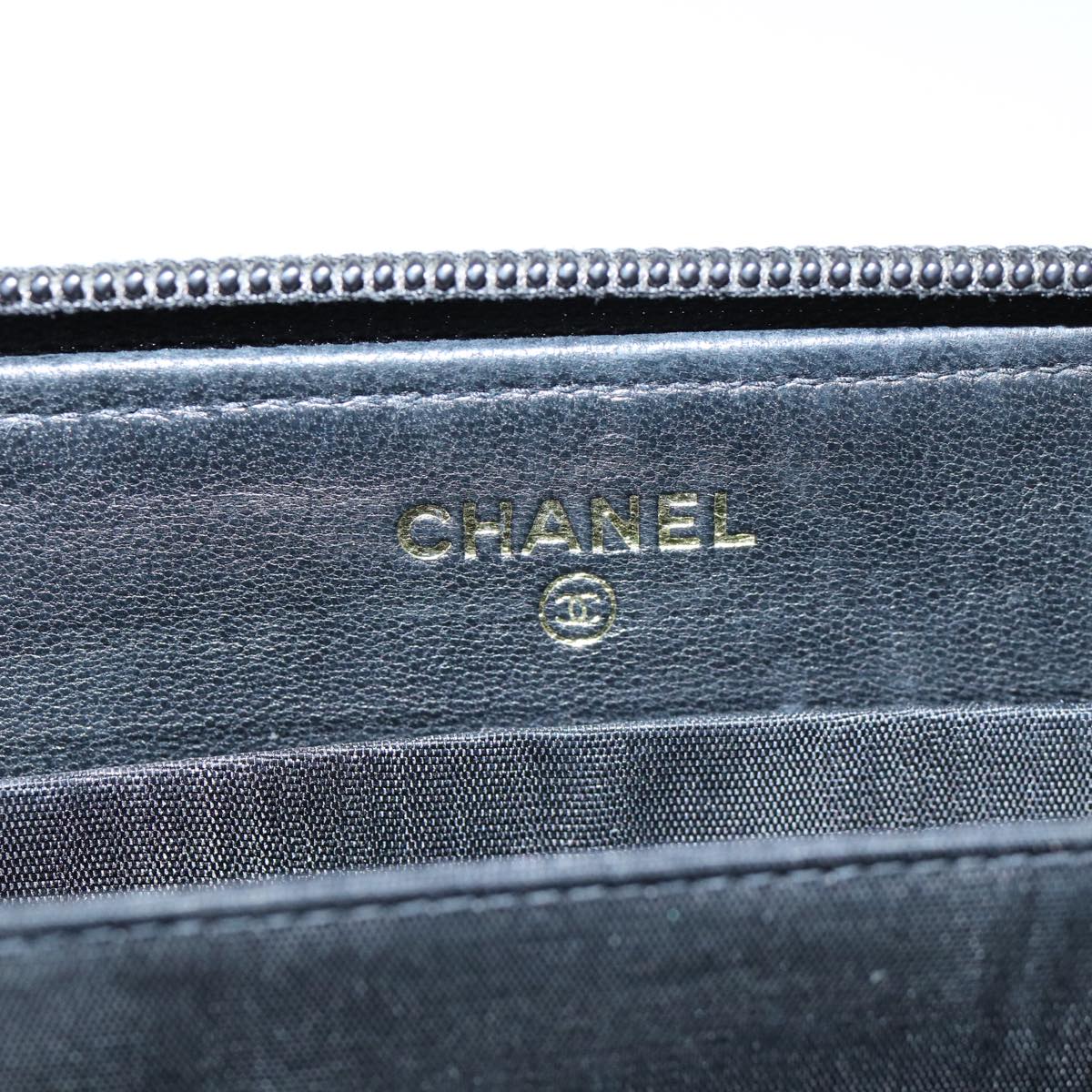 Top Quality Chanel COCO Mark Wallet Caviar Skin Black CC Auth bs14885