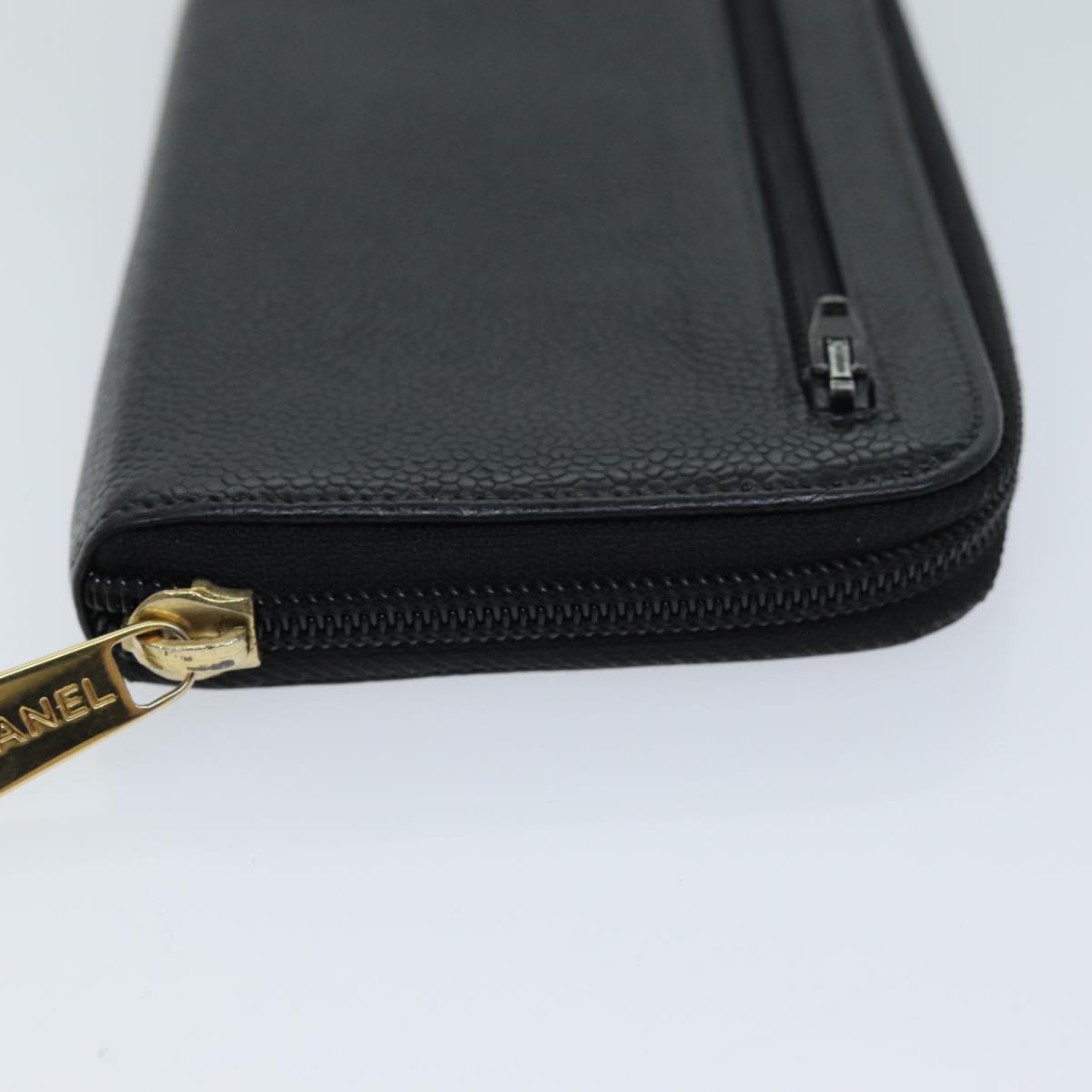 Top Quality Chanel COCO Mark Wallet Caviar Skin Black CC Auth bs14885