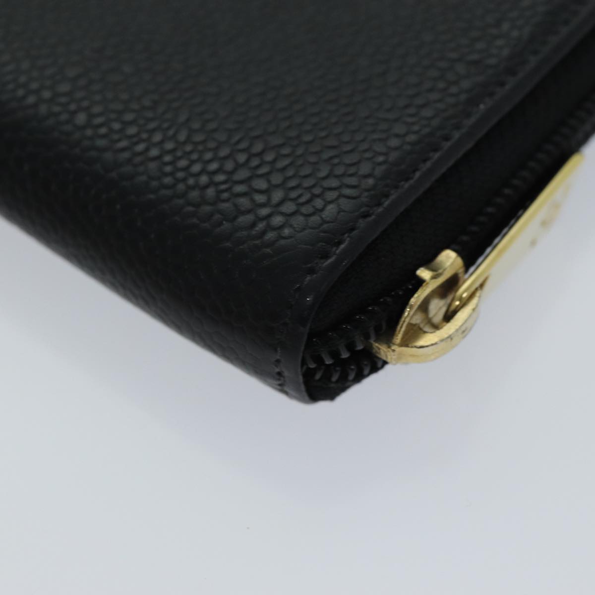 Top Quality Chanel COCO Mark Wallet Caviar Skin Black CC Auth bs14885