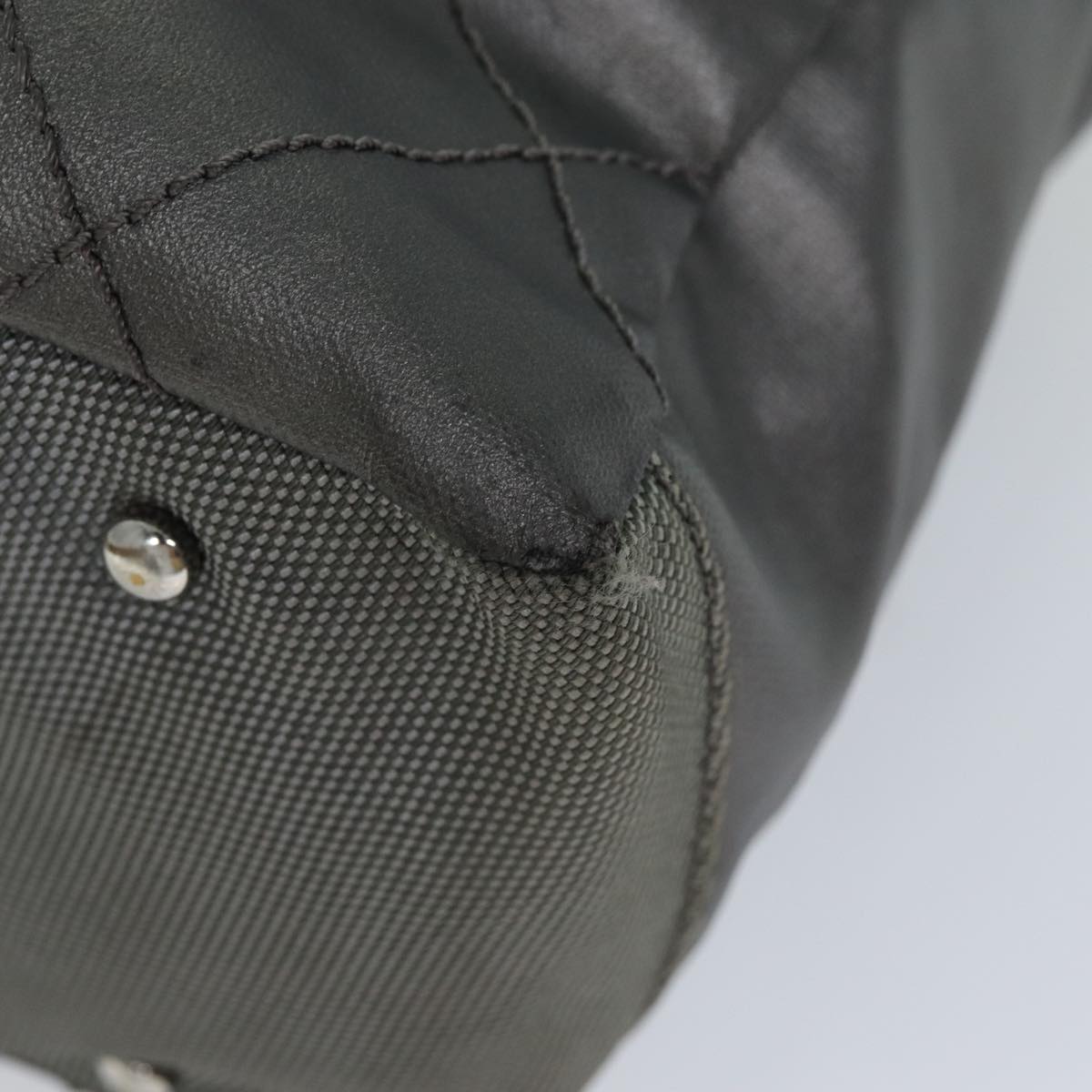 CHANEL Paris Biarritz Tote MM Tote Bag Coated Canvas Silver CC Auth bs15122