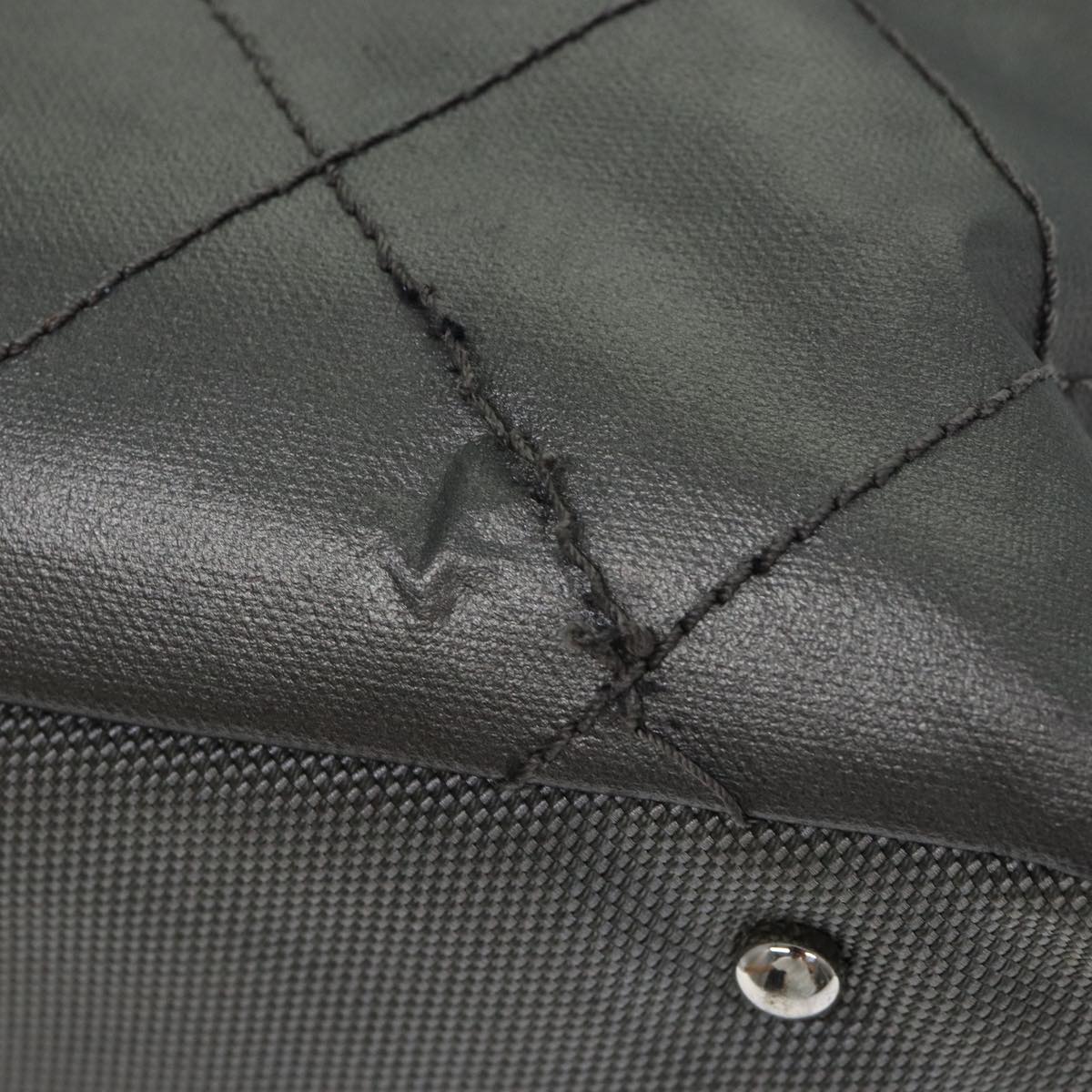 CHANEL Paris Biarritz Tote MM Tote Bag Coated Canvas Silver CC Auth bs15122