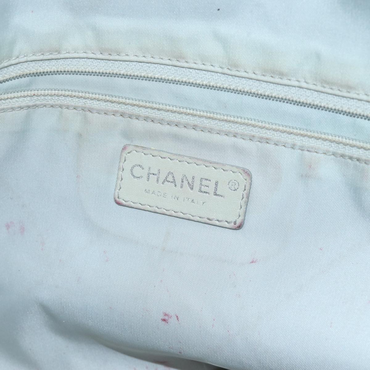 CHANEL Paris Biarritz Tote MM Tote Bag Coated Canvas Silver CC Auth bs15122