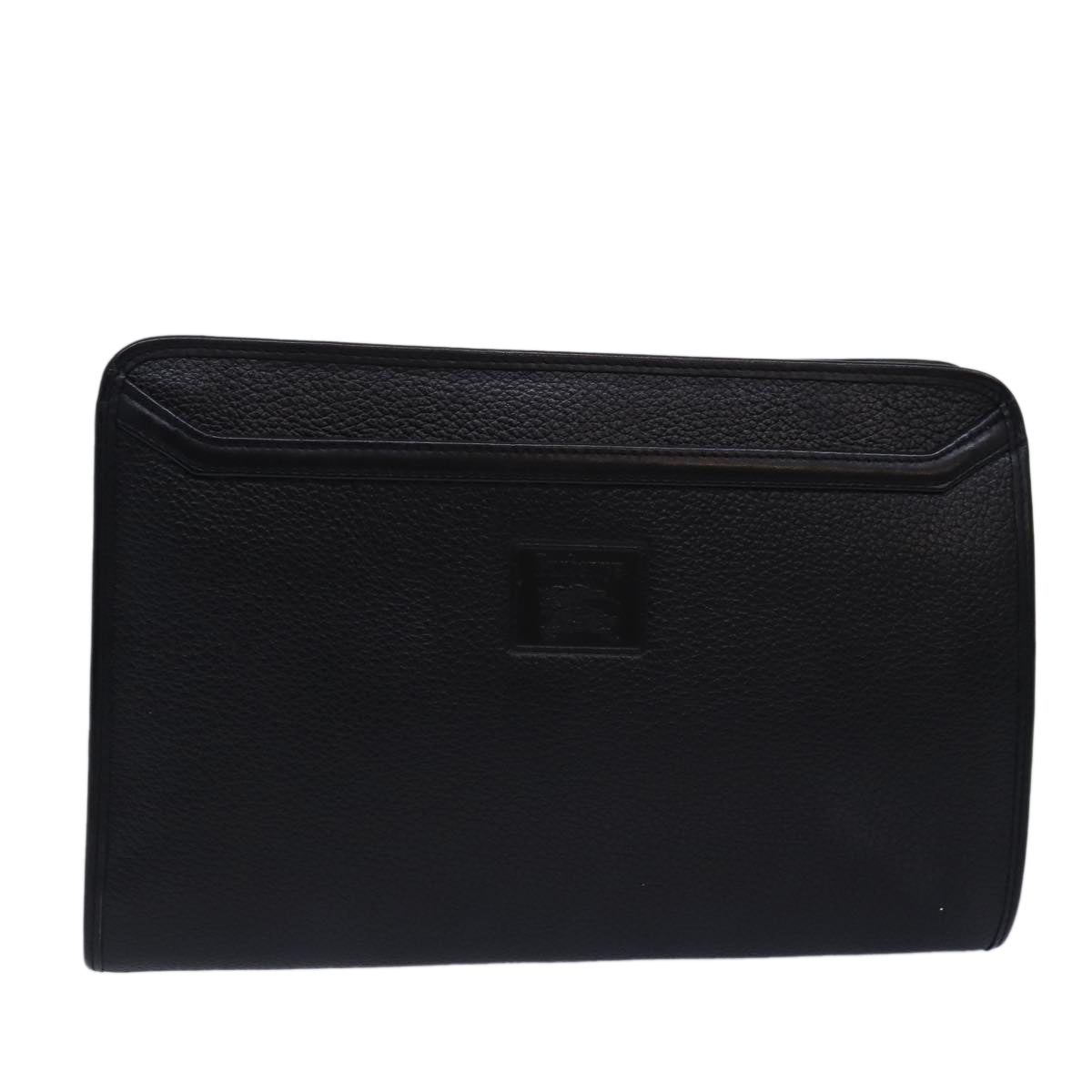 BurberrySs Clutch Bag Leather Black Auth bs15137