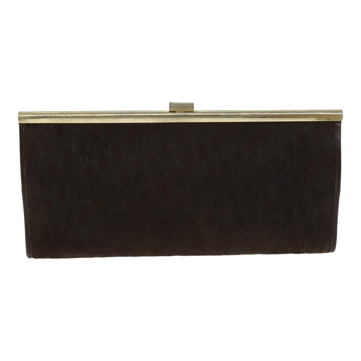 CHRISTIAN DIOR Trotter Canvas Clutch Bag Leather Brown Auth bs15371