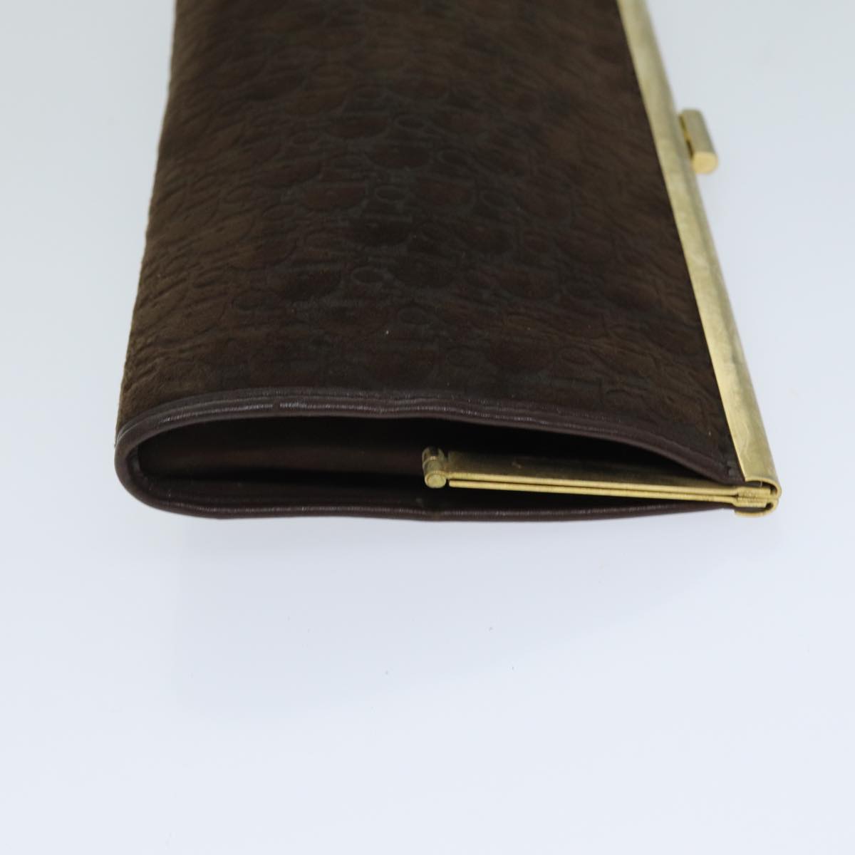 CHRISTIAN DIOR Trotter Canvas Clutch Bag Leather Brown Auth bs15371