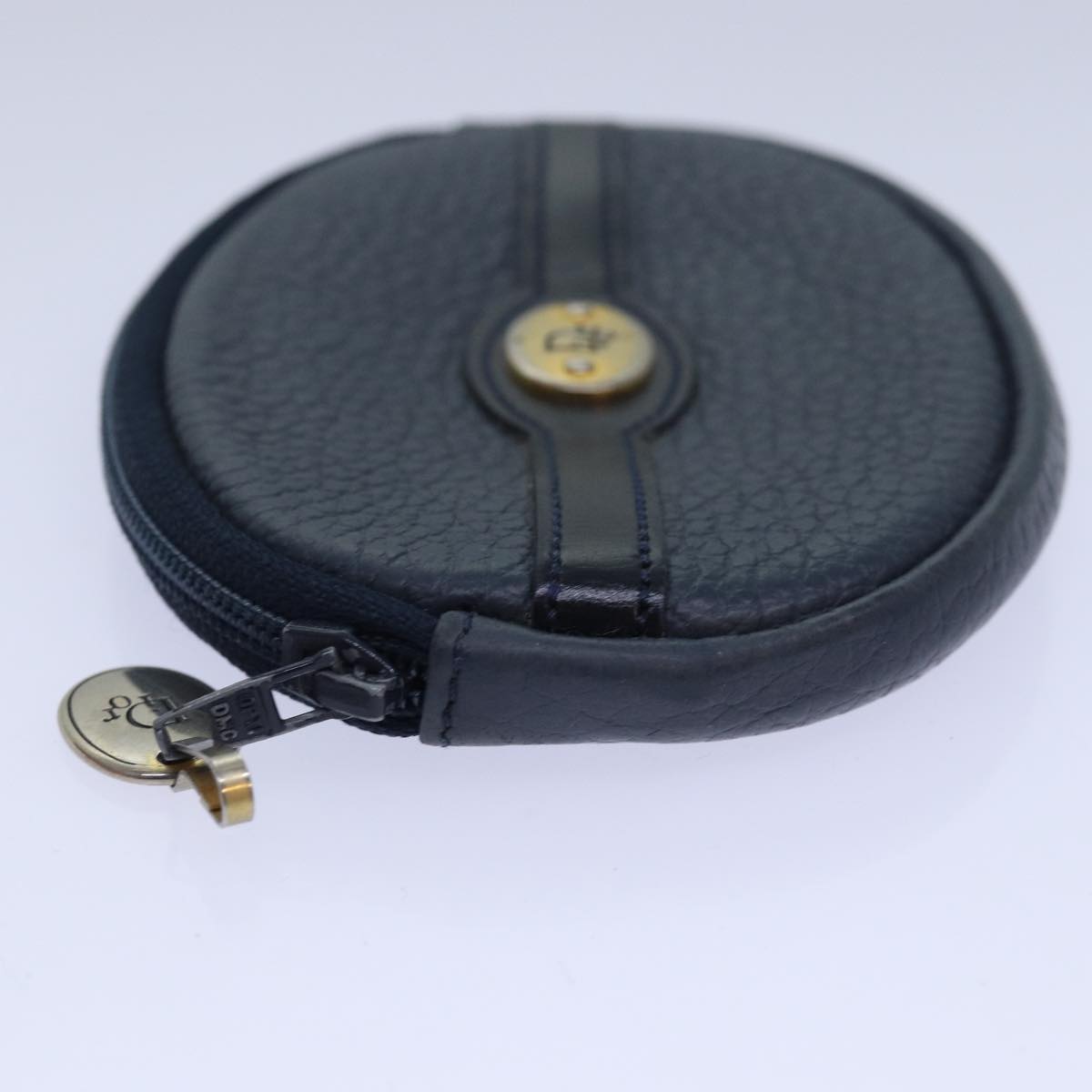 CHRISTIAN DIOR Coin Purse Leather Navy Auth bs15647