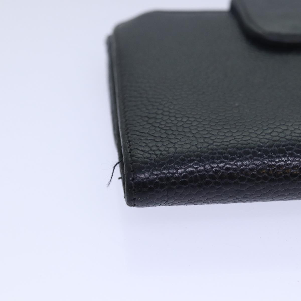 Top Quality Chanel COCO Mark Wallet Caviar Skin Black CC Auth bs15652