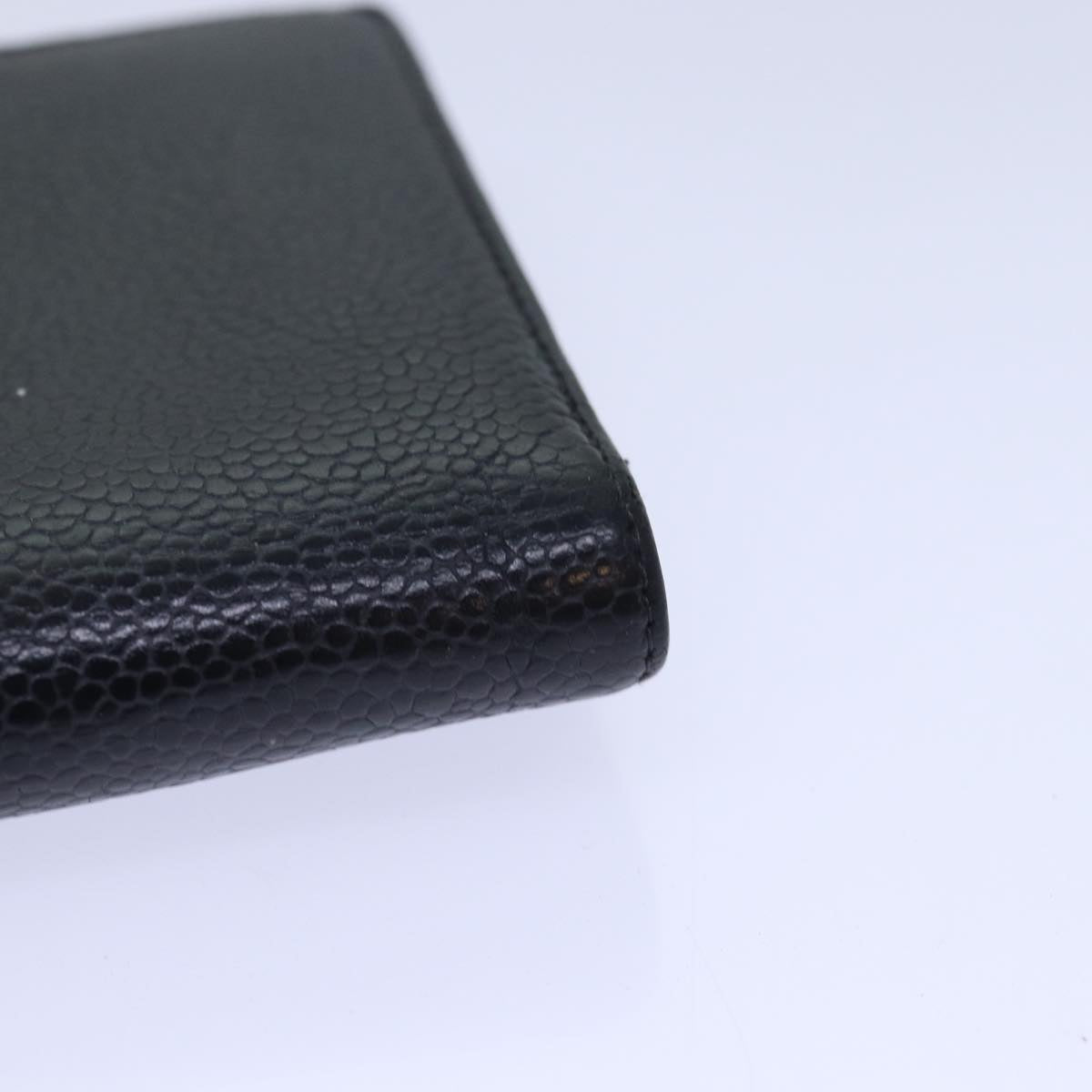 Top Quality Chanel COCO Mark Wallet Caviar Skin Black CC Auth bs15652