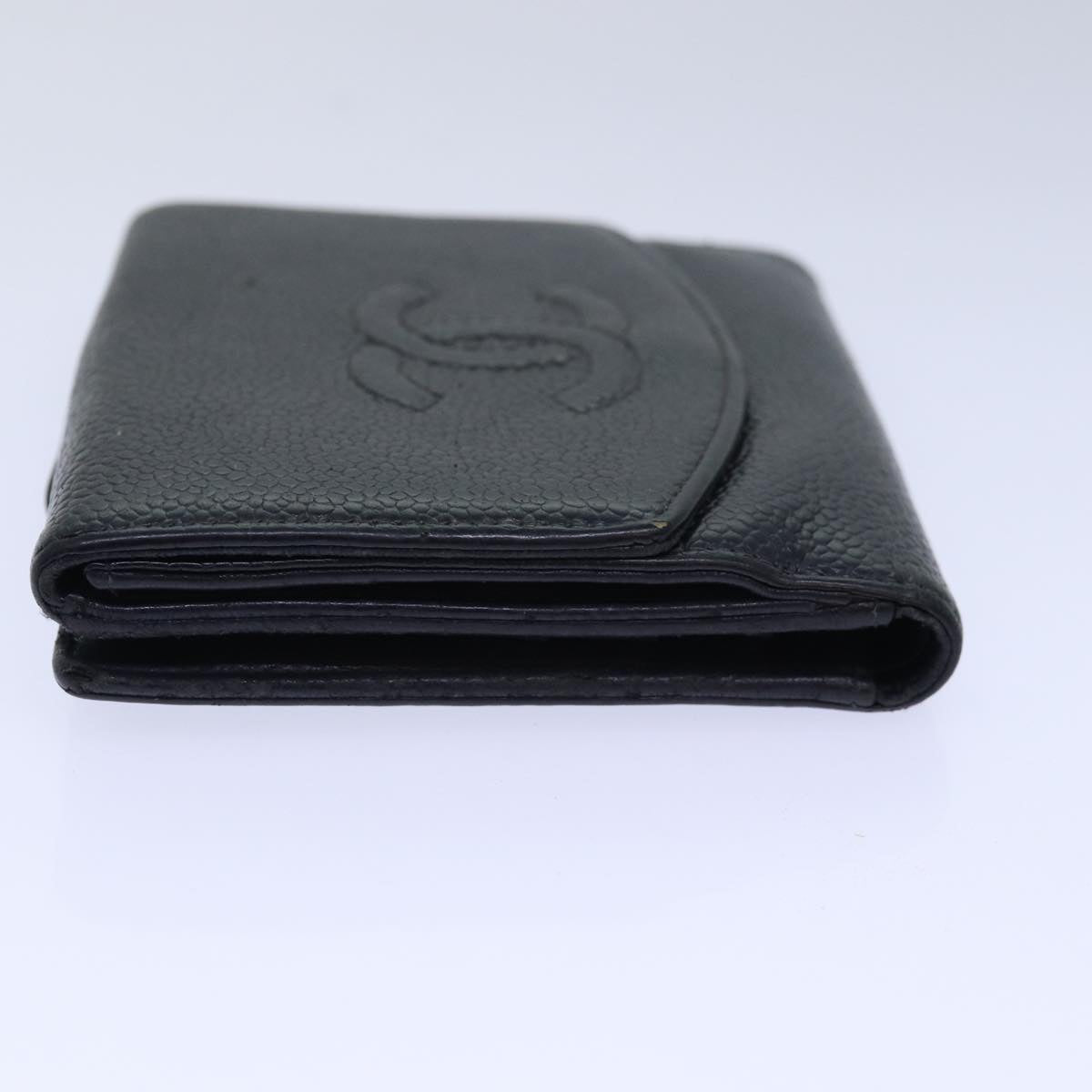 Top Quality Chanel COCO Mark Wallet Caviar Skin Black CC Auth bs15652
