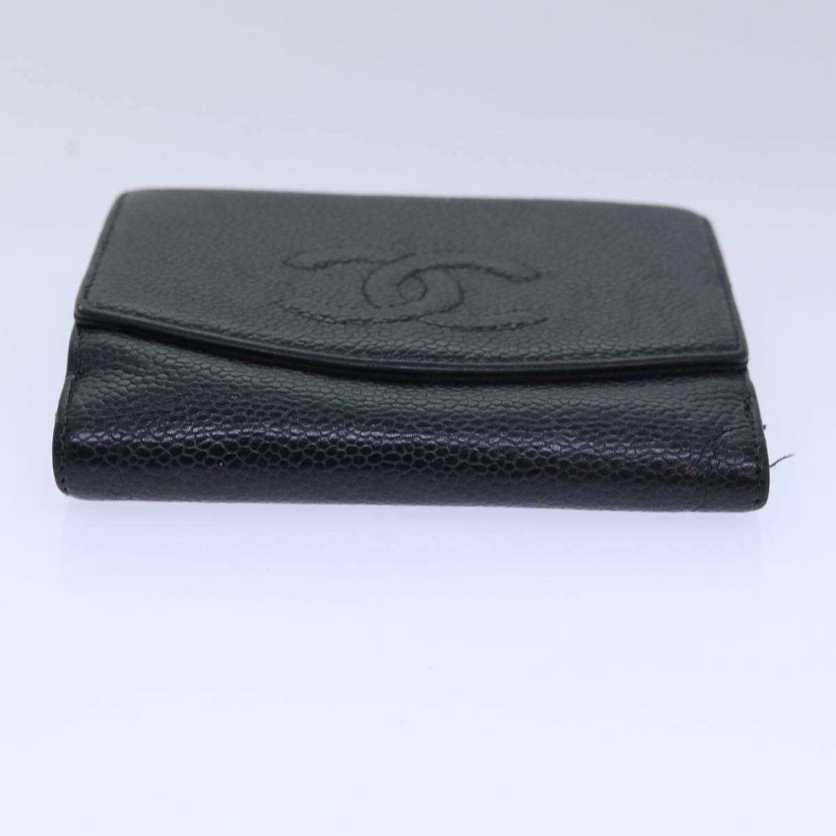 Top Quality Chanel COCO Mark Wallet Caviar Skin Black CC Auth bs15652