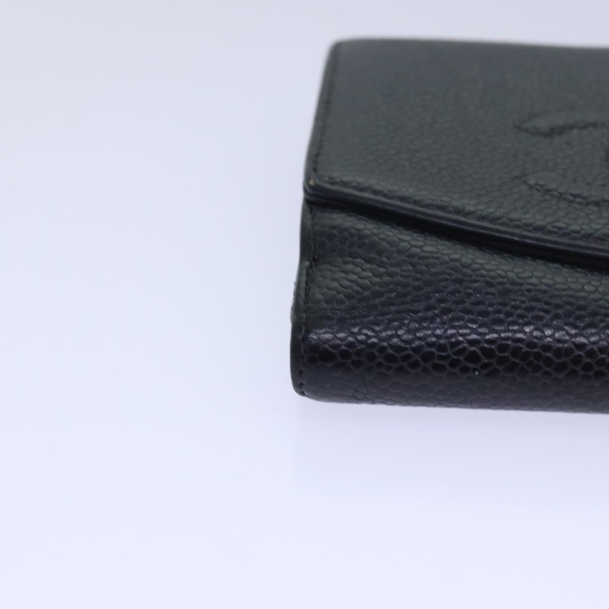 Top Quality Chanel COCO Mark Wallet Caviar Skin Black CC Auth bs15652