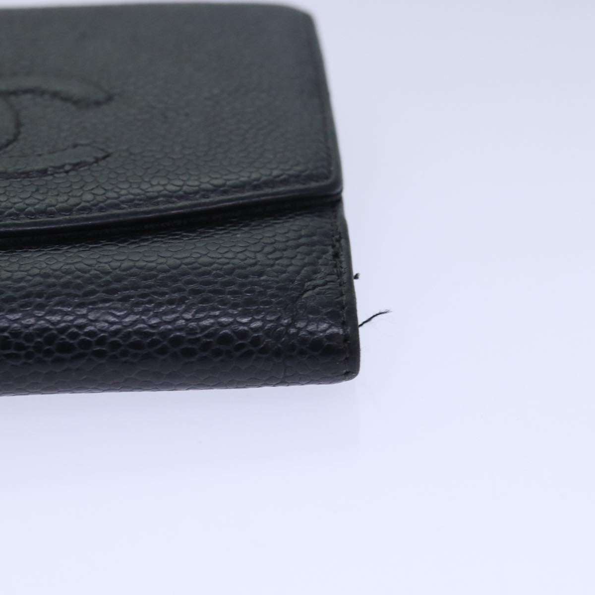 Top Quality Chanel COCO Mark Wallet Caviar Skin Black CC Auth bs15652