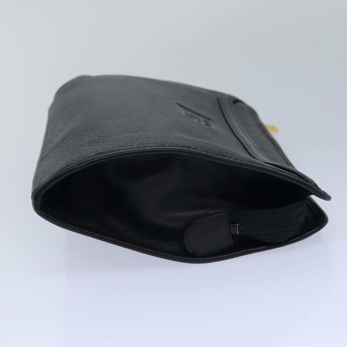 BurberrySs Clutch Bag Leather Black Auth bs15681