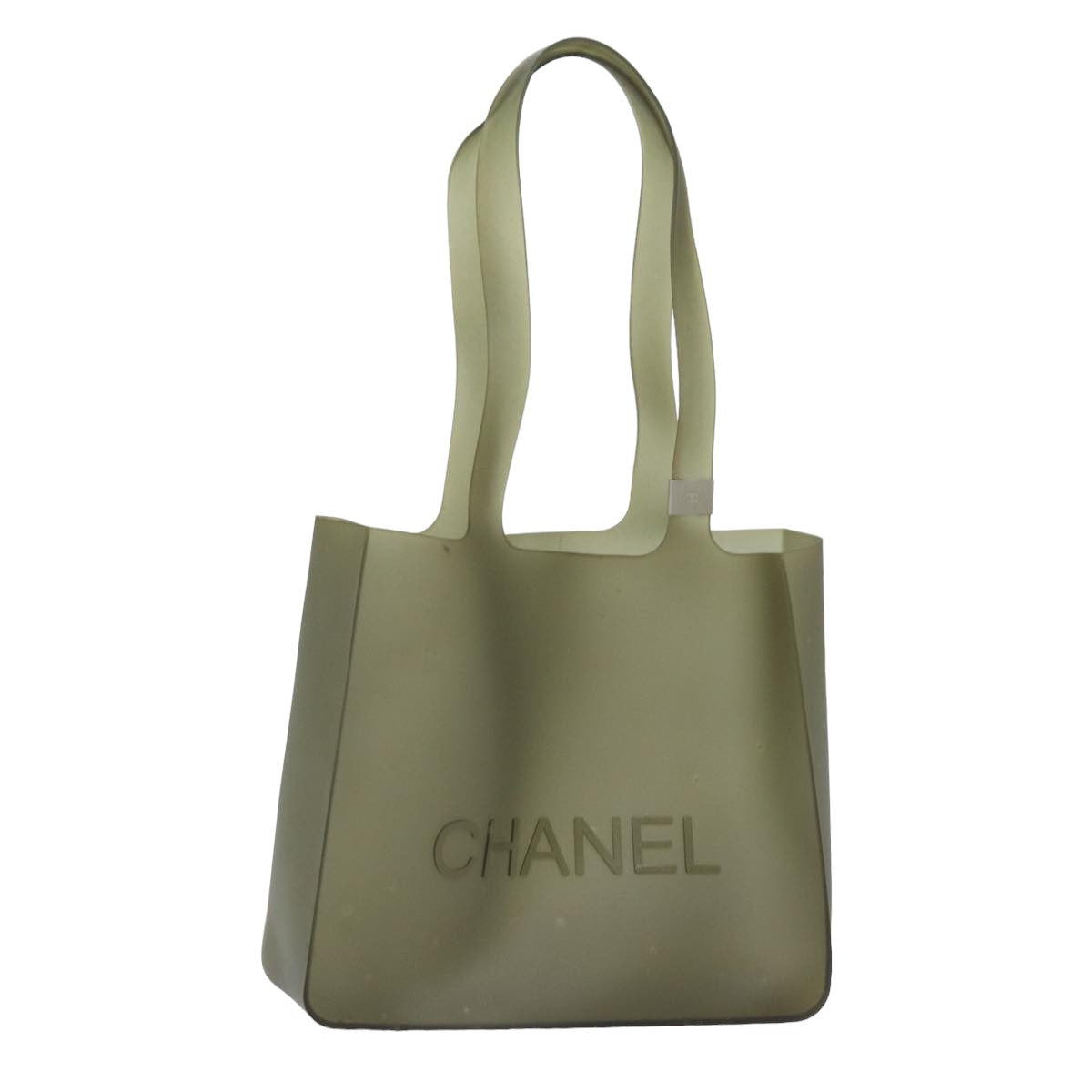 CHANEL Shoulder Bag Rubber Gray CC Auth bs15774