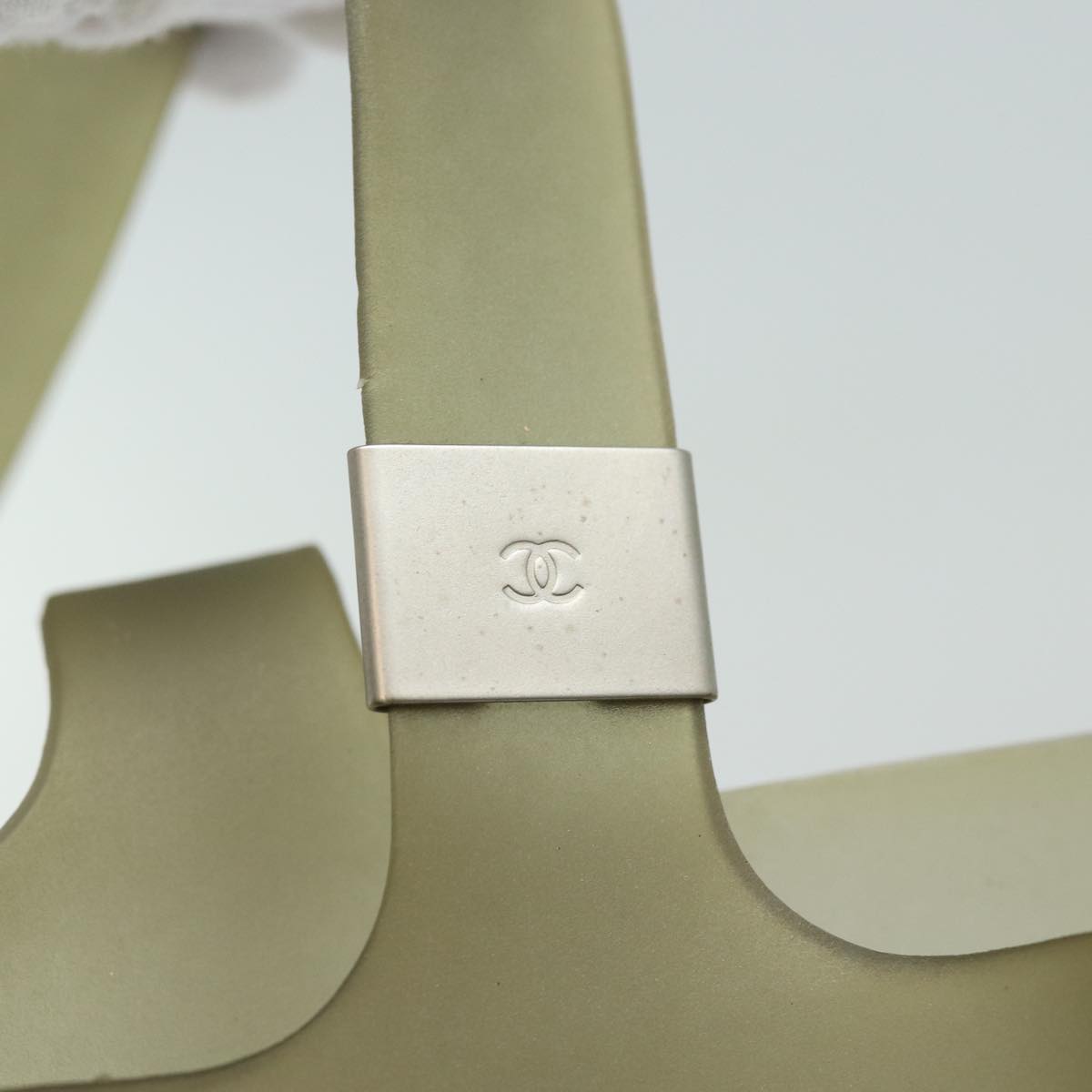 CHANEL Shoulder Bag Rubber Gray CC Auth bs15774