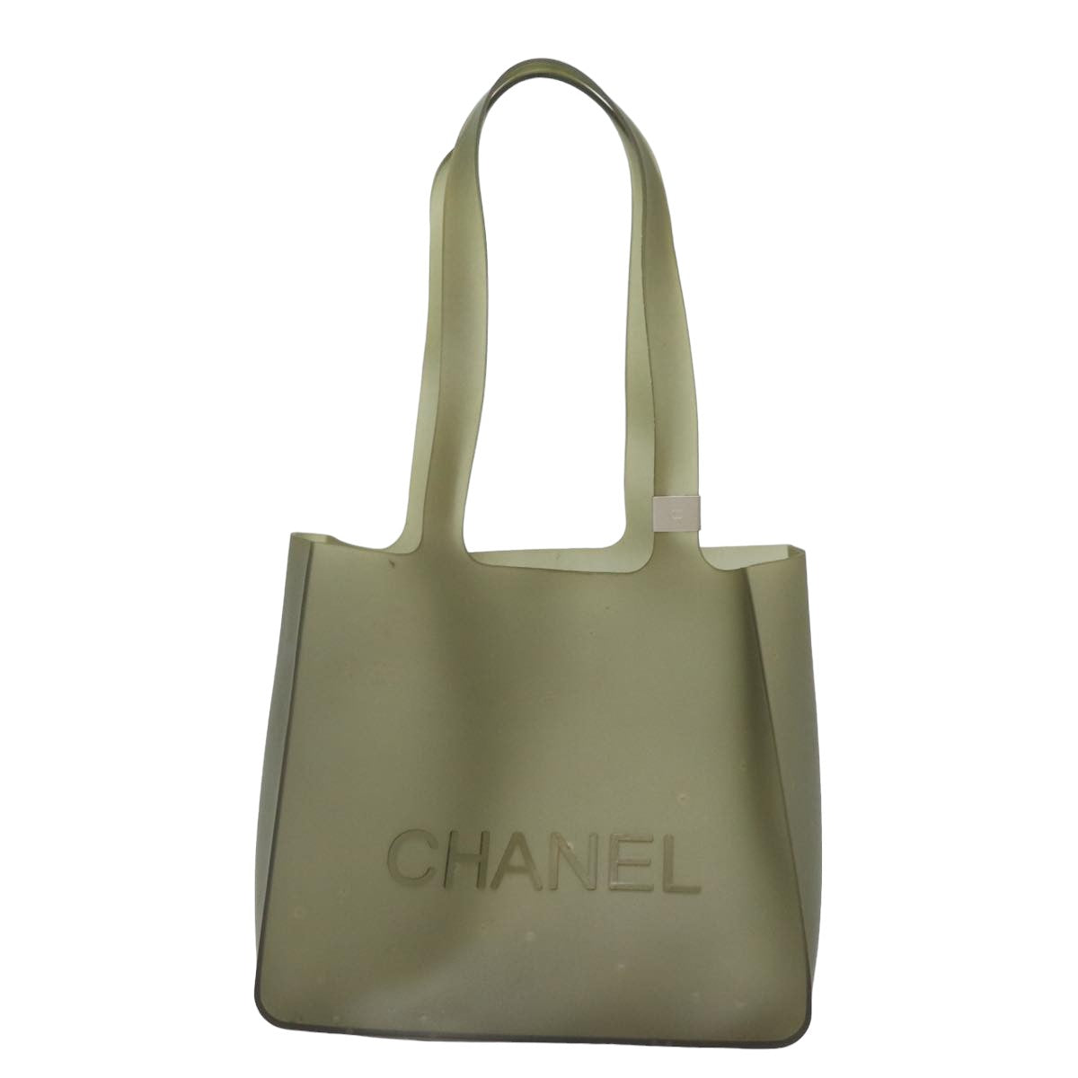 CHANEL Shoulder Bag Rubber Gray CC Auth bs15774